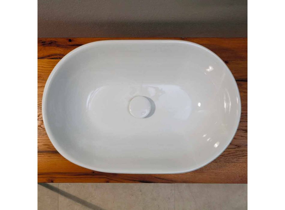 Encimera de lavabo de cerámica de diseño moderno hecha en Italia viadurini