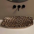 Lavabo sobre encimera de cerámica de guepardo hecho en Italia por Laura viadurini