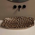 Lavabo sobre encimera de cerámica de guepardo hecho en Italia por Laura