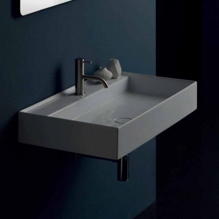Lavabo de cerámica suspendido de diseño moderno Sun 80x45 cm, hecho en Italia viadurini