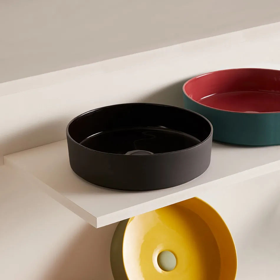 Lavabo en gres porcelánico de diferentes acabados Made in Italy - Sobre viadurini