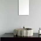 Lavabo sobre encimera de madera Petrificada, pieza única, Goa viadurini