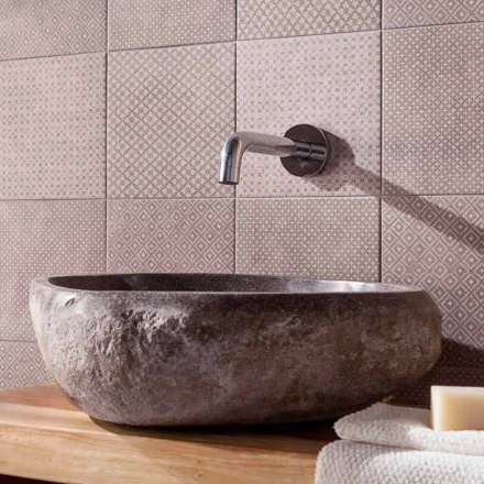 Lavabo sobre encimera hecho a mano de Pietra di Fiume - Aurea viadurini