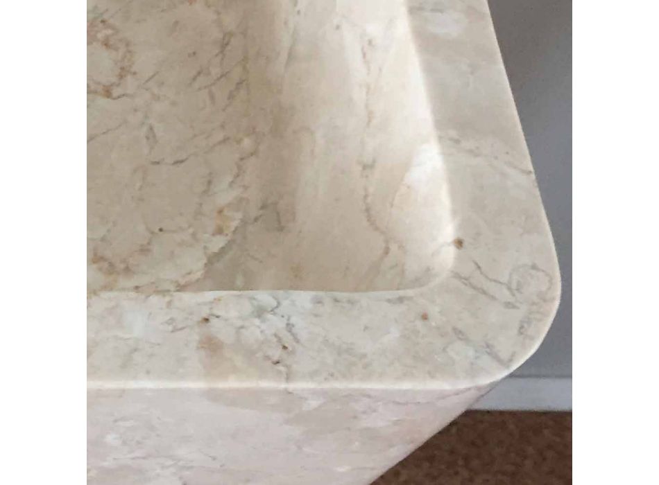 Lavabo en piedra natural, columna Robin, pieza única blanca. viadurini
