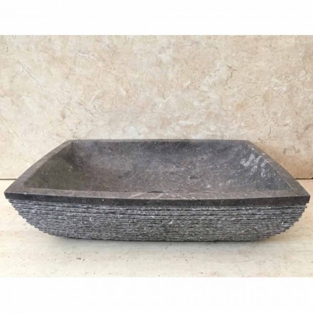 Lavabo sobre encimera de piedra natural gris oscuro Jero, diseño viadurini