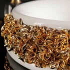 Lavabo de porcelana con pétalos aplicados a mano Made in Italy - Amarone viadurini