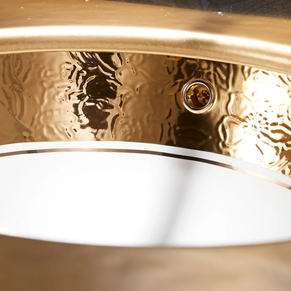 Fregadero empotrado en Fire Clay con banda en diferentes acabados Made in Italy - Erioli viadurini