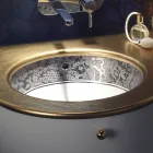 Lavabo encastrable de arcilla refractaria con banda de encaje de platino Made in Italy - Erioli viadurini