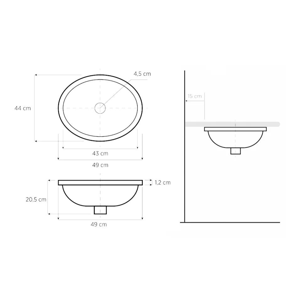 Lavabo empotrado en Fire Clay de 3 acabados Made in Italy - Erioli viadurini