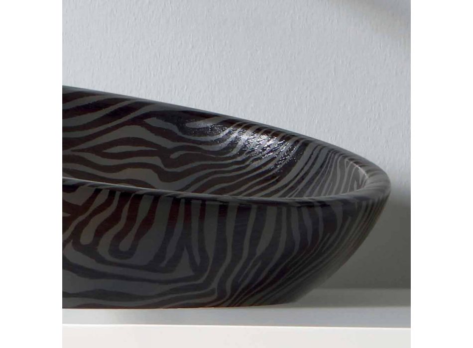 Lavabo moderno de encimera de cerámica con cerámica de color plateado hecho en Italia Glossy viadurini