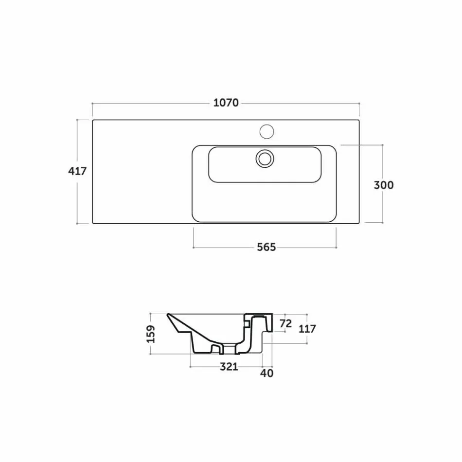 Encimera derecha moderna encimera empotrada en cerámica Maida viadurini