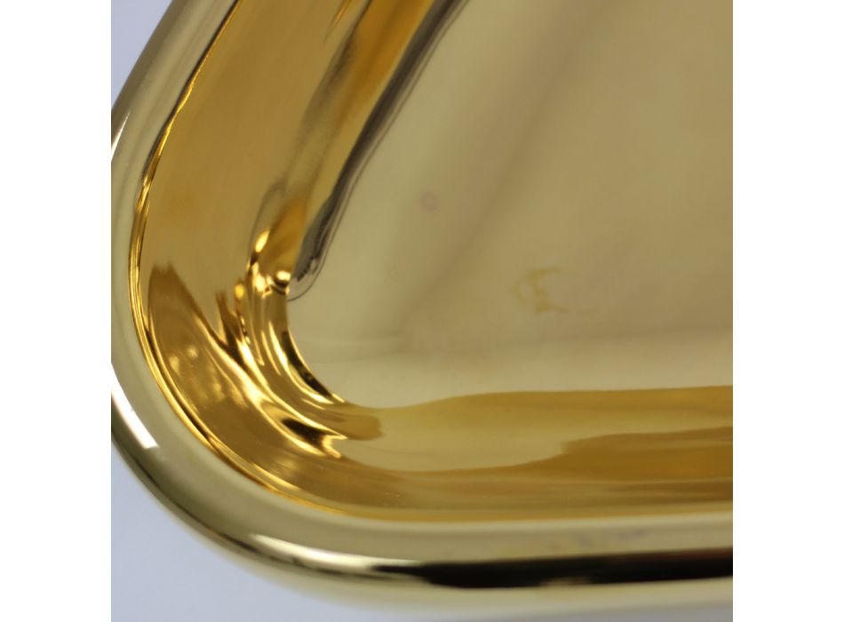 Lavabo sobre encimera moderno en cerámica dorada hecho en Italia Sofia viadurini