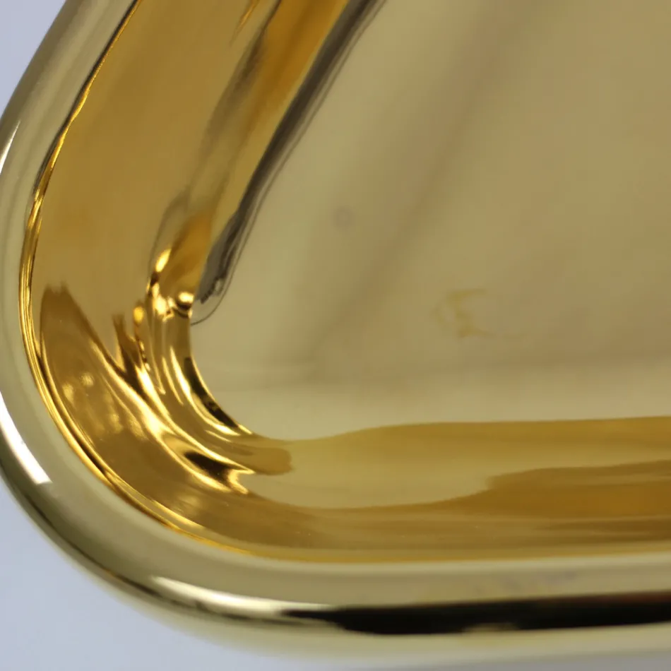 Lavabo sobre encimera moderno en cerámica dorada hecho en Italia Sofia viadurini