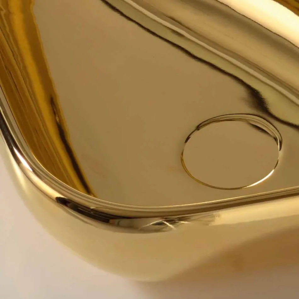 Lavabo sobre encimera moderno en cerámica dorada hecho en Italia Sofía viadurini