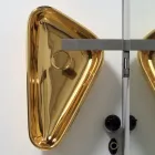 Lavabo sobre encimera moderno en cerámica dorada hecho en Italia Sofia viadurini