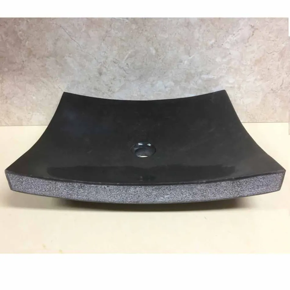 Lavabo de baño negro en piedra natural Love, unique piece viadurini