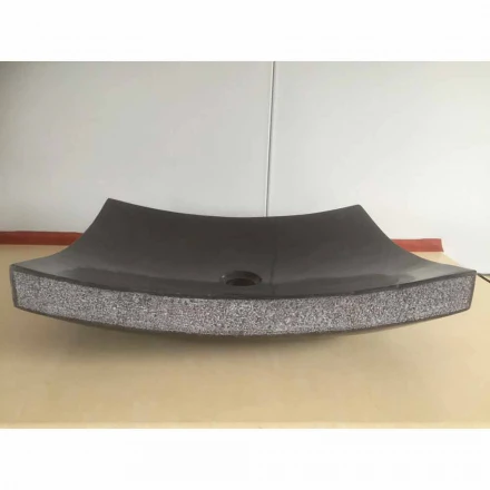Lavabo de baño negro en piedra natural Love, unique piece viadurini