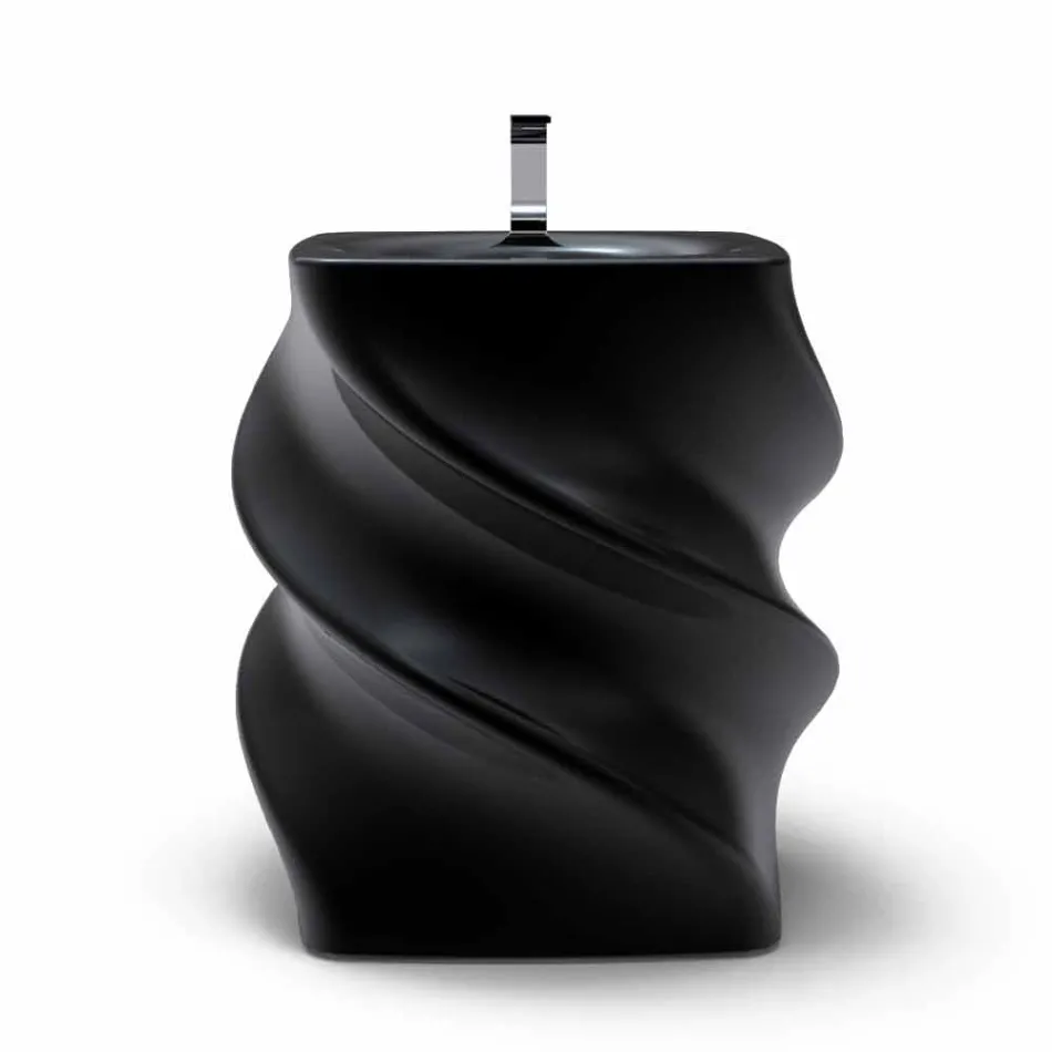 Lavabo de diseño moderno negro lavabo Twist hecho en Italia viadurini