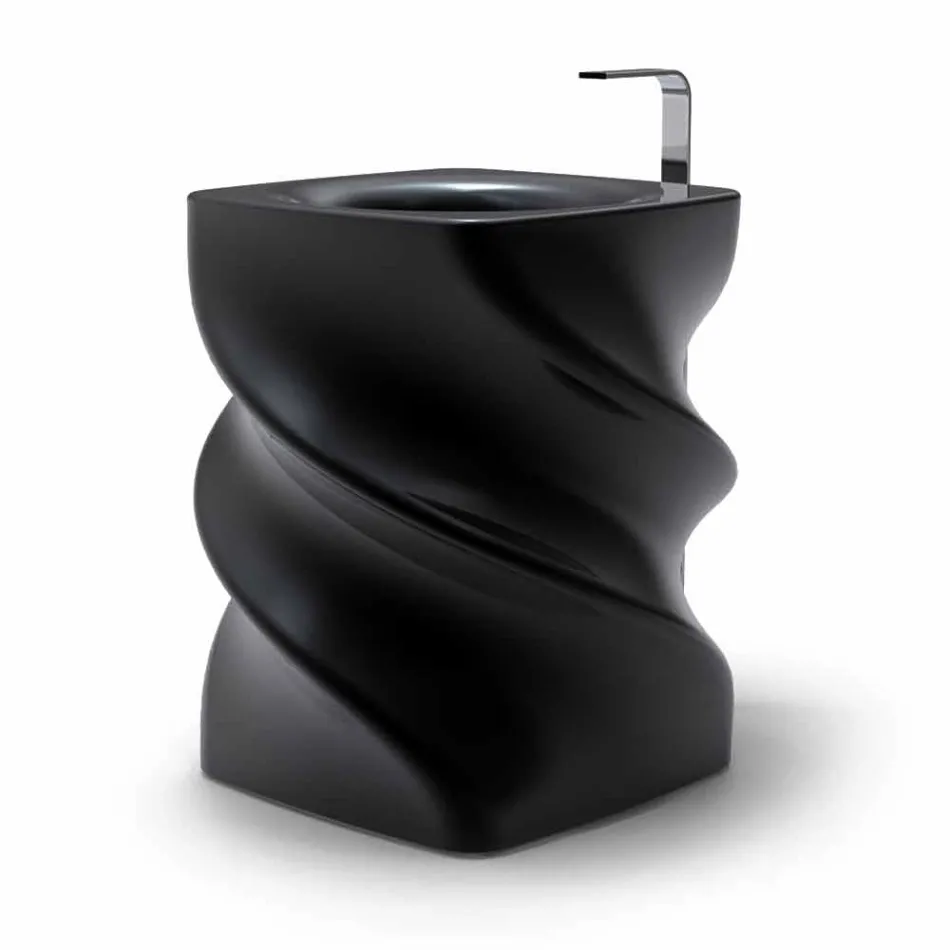 Lavabo de diseño moderno negro lavabo Twist hecho en Italia viadurini
