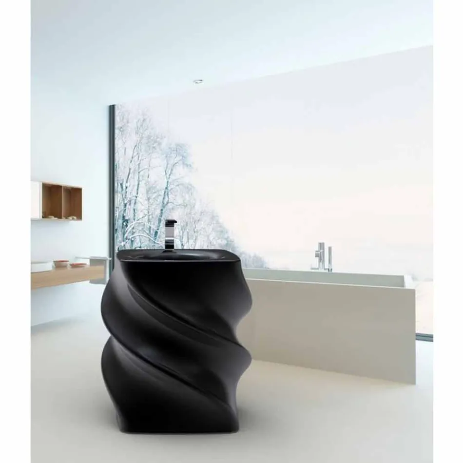 Lavabo de diseño moderno negro lavabo Twist hecho en Italia viadurini