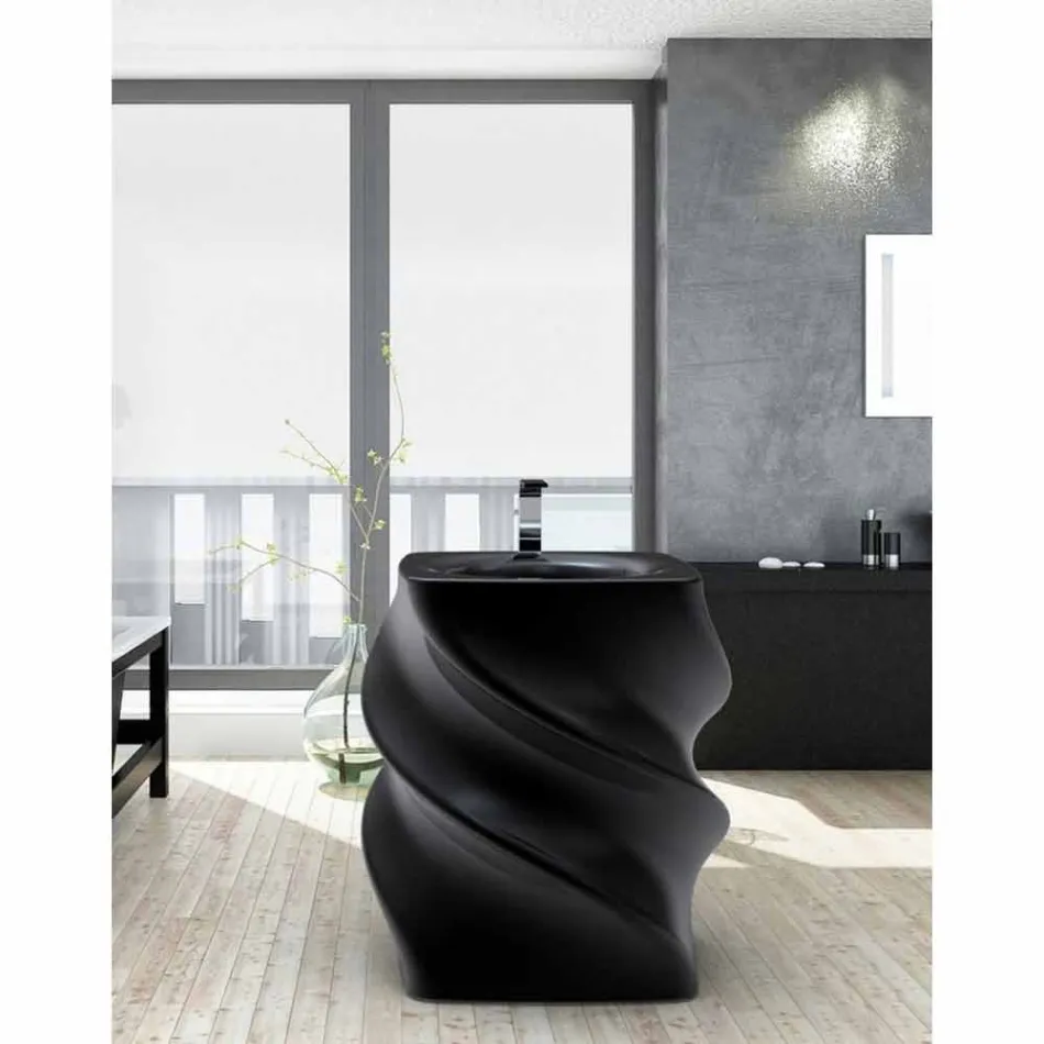 Lavabo de diseño moderno negro lavabo Twist hecho en Italia viadurini
