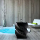 Lavabo de diseño moderno negro lavabo Twist hecho en Italia viadurini