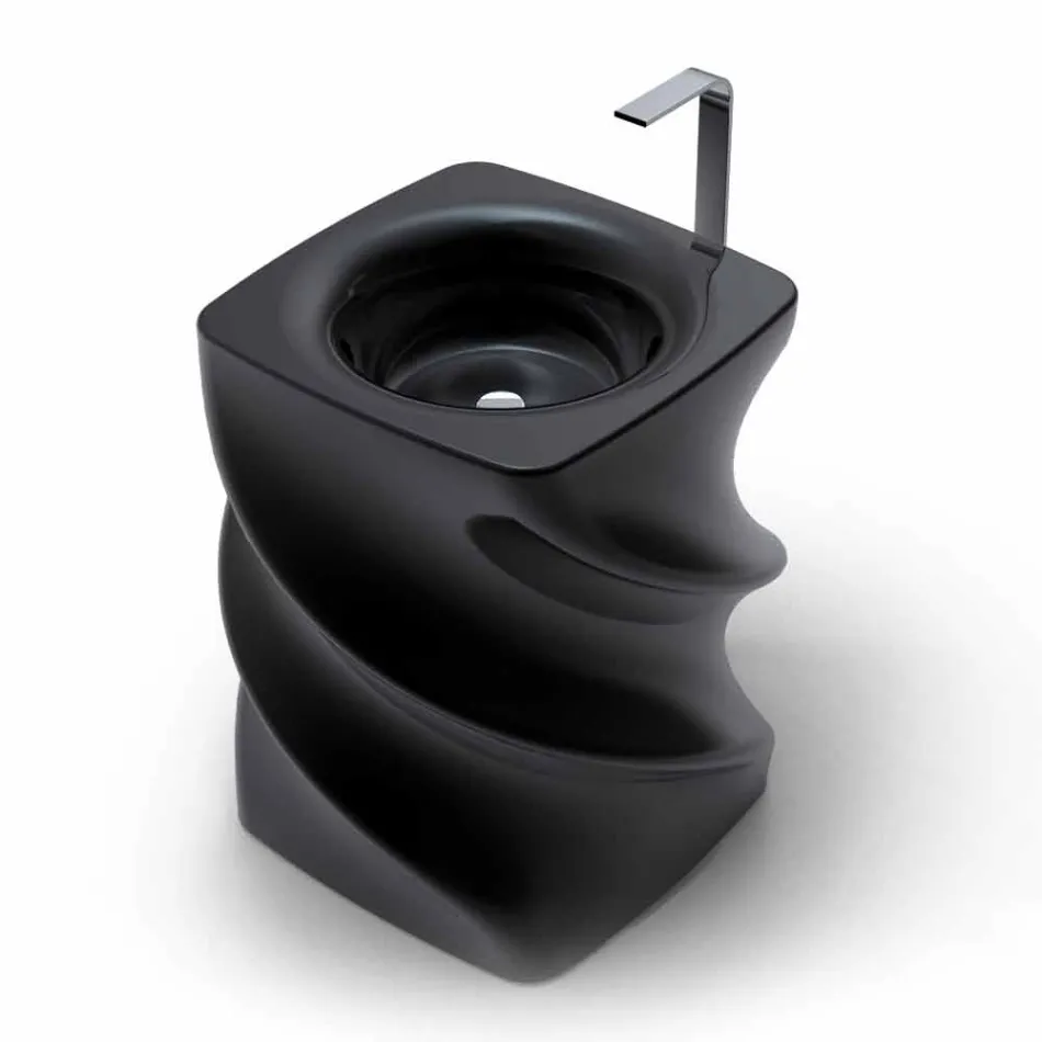 Lavabo de diseño moderno negro lavabo Twist hecho en Italia viadurini