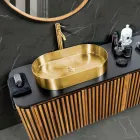Lavabo sobre encimera ovalado en acero inoxidable en diferentes acabados - Anemone viadurini