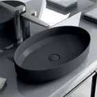 Lavabo sobre encimera óvalo de cerámica hecho en Italia, Yoel viadurini