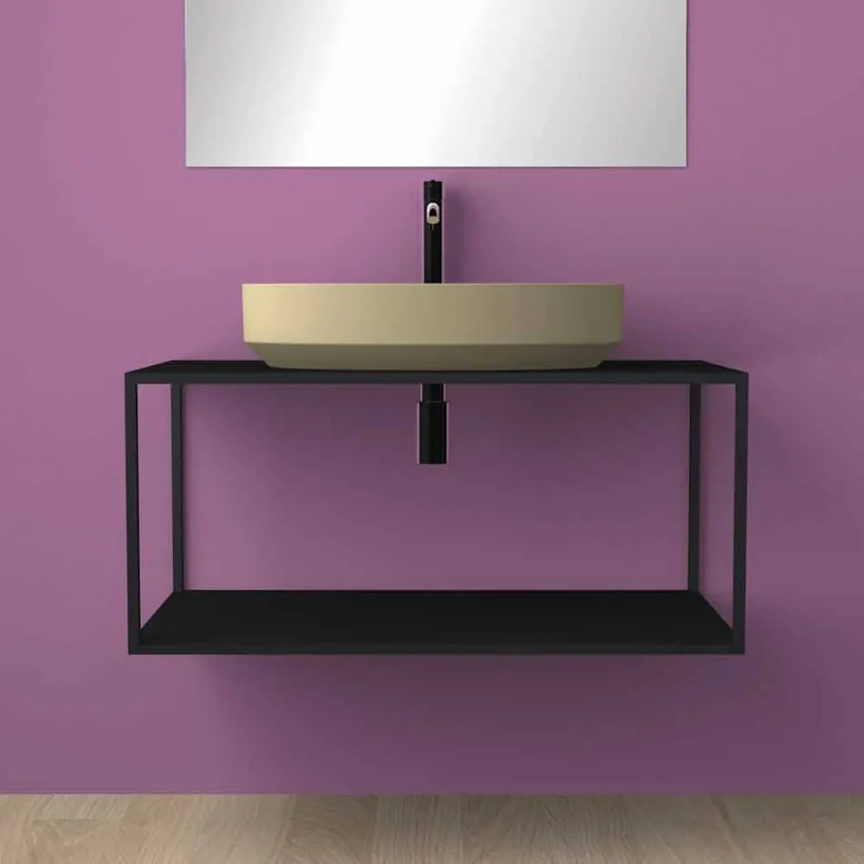 Lavabo sobre encimera óvalo de cerámica hecho en Italia, Yoel viadurini