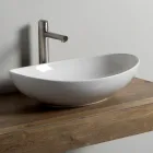 Lavabo sobre encimera ovalado de cerámica brillante Made in Italy - Jumper viadurini