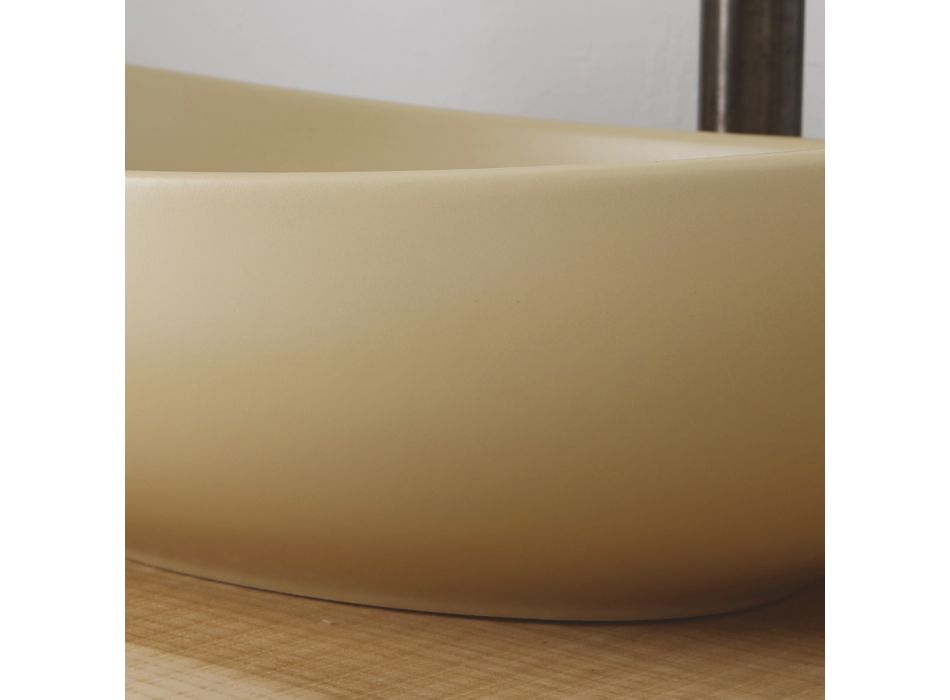 Lavabo sobre encimera ovalado de cerámica brillante Made in Italy - Jumper viadurini