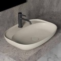 Lavabo sobre encimera ovalado para baño de diseño en cerámica Made in Italy - Omarance