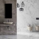 Lavabo sobre encimera ovalado para baño de diseño en cerámica Made in Italy - Omarance viadurini
