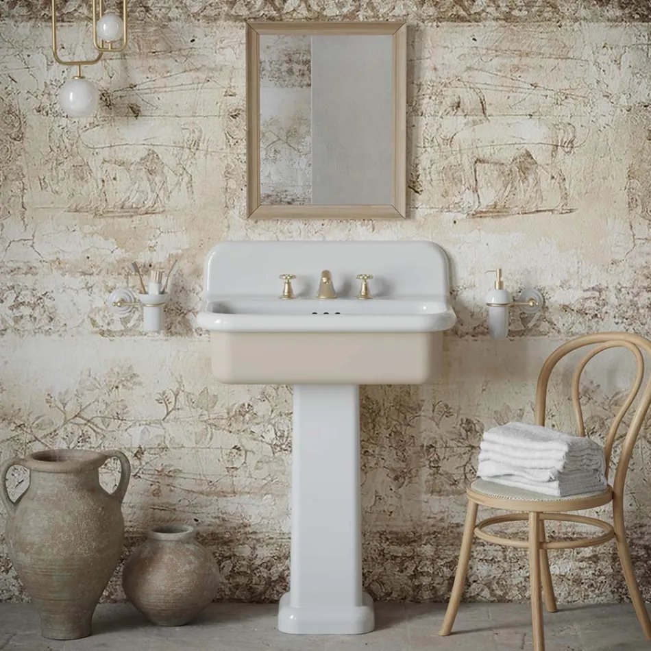 Lavabo rectangular de cerámica con pedestal - Noah viadurini