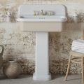 Lavabo rectangular de cerámica con pedestal - Noah