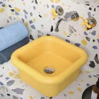 Lavabo sobre encimera de cerámica rectangular - Marine viadurini