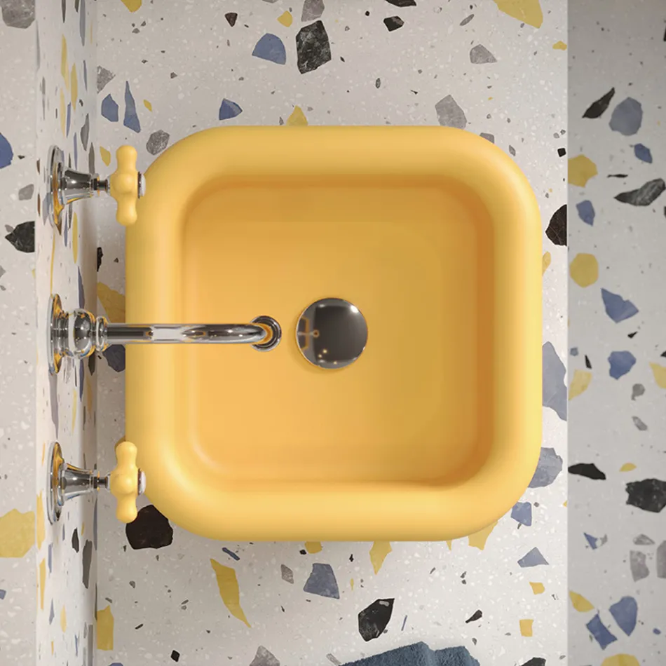 Lavabo sobre encimera de cerámica rectangular - Marine viadurini