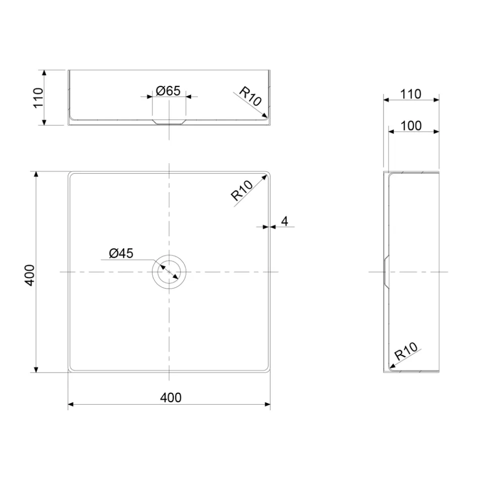 Lavabo sobre encimera cuadrado en acero inoxidable en diferentes acabados - Calendula viadurini