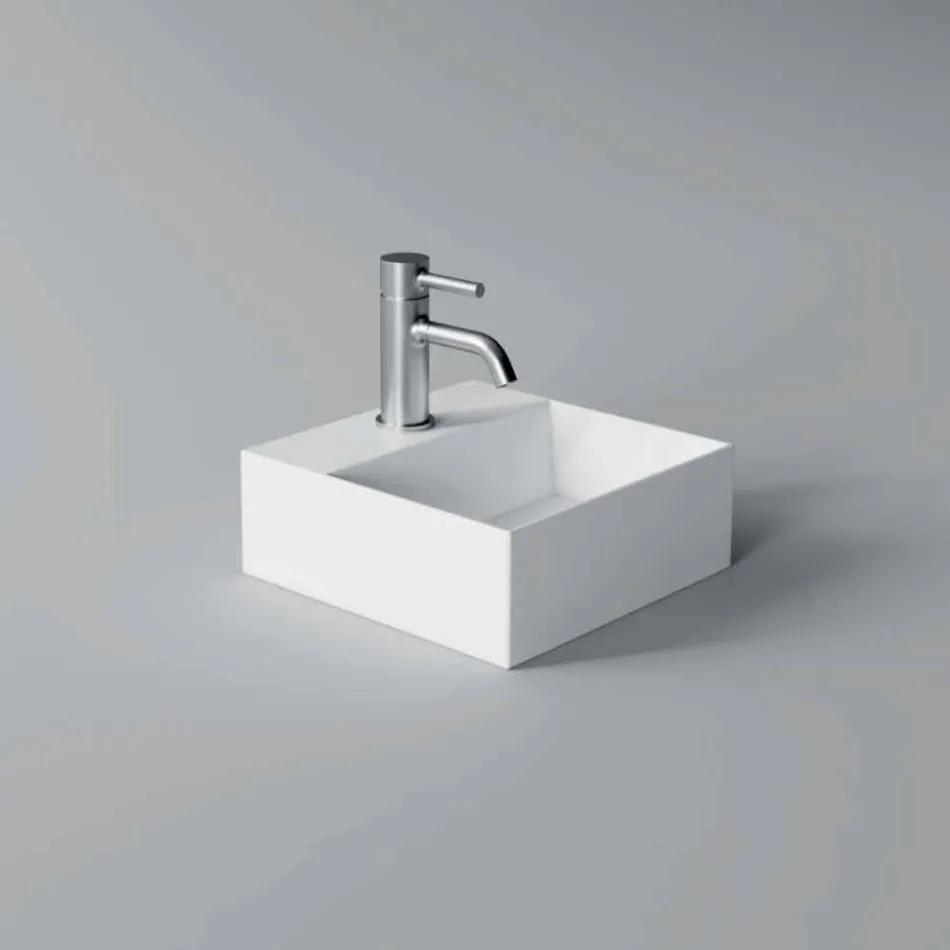 Lavabo cuadrado o rectangular de cerámica de diseño moderno Hecho en Italia - Act viadurini