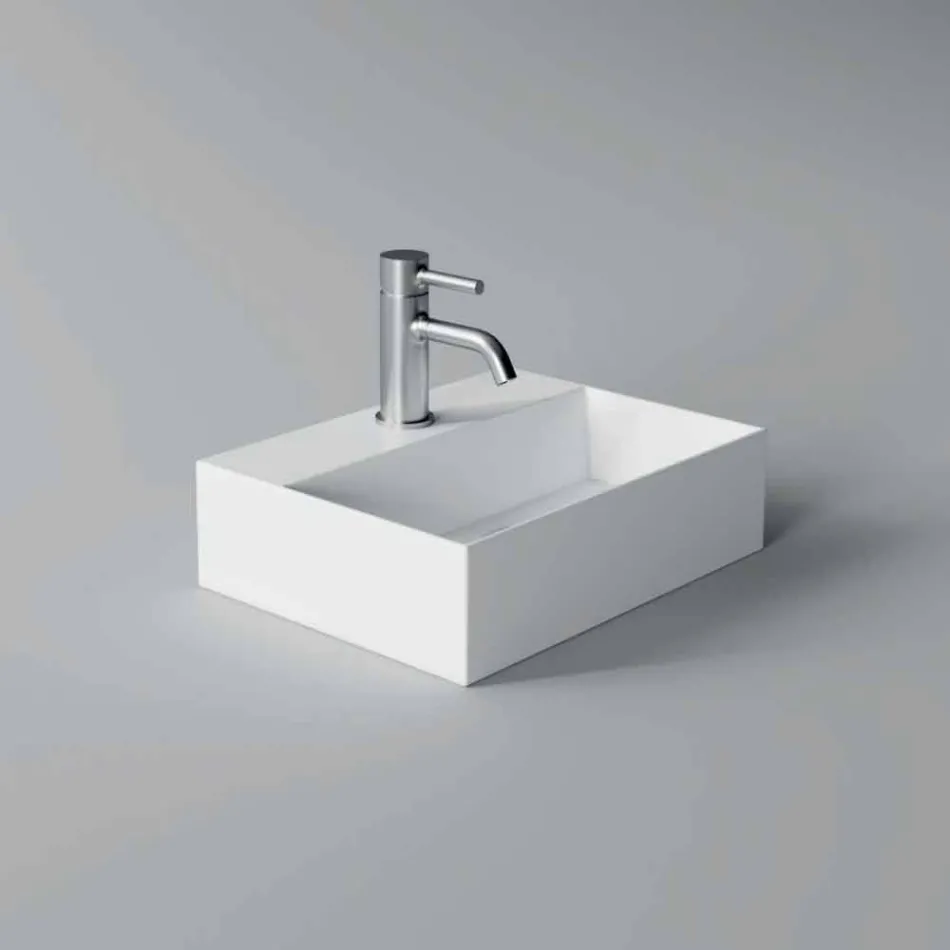 Lavabo cuadrado o rectangular de cerámica de diseño moderno Hecho en Italia - Act viadurini