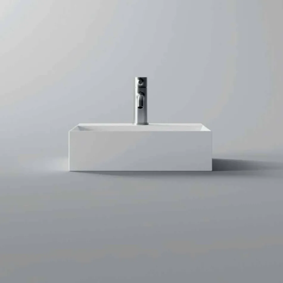 Lavabo cuadrado o rectangular de cerámica de diseño moderno Hecho en Italia - Act viadurini