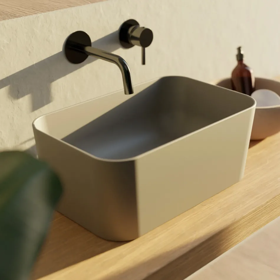 Lavabo de Cerámica Disponible en Diferentes Colores Made in Italy - Basket viadurini