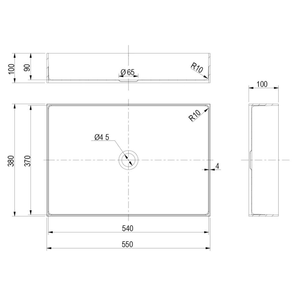 Lavabo sobre encimera rectangular en acero inoxidable en diferentes acabados - Camellia viadurini
