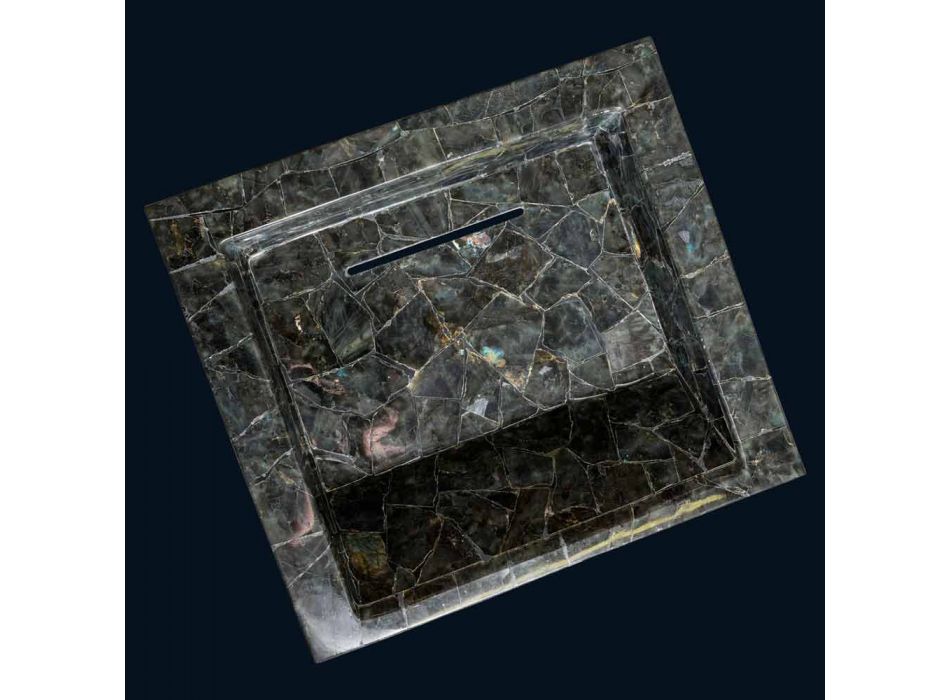 Lavabo rectangular de piedra Zelig apoyo labradorita viadurini