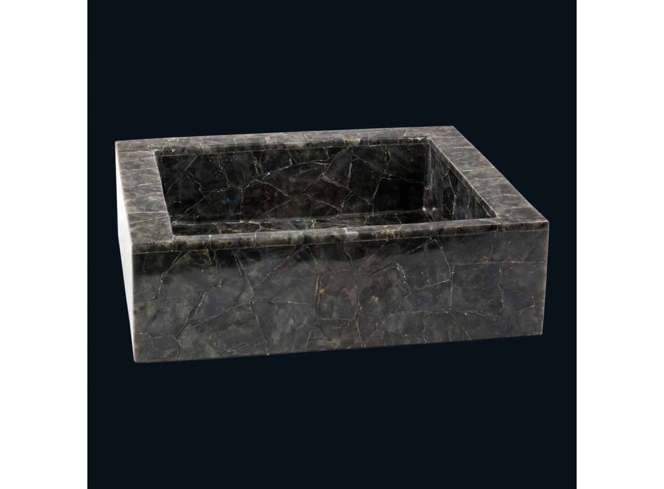 Lavabo rectangular de piedra Zelig apoyo labradorita viadurini