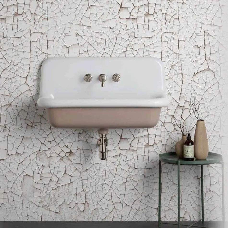 Lavabo rectangular de cerámica de pared de estilo moderno Henry viadurini