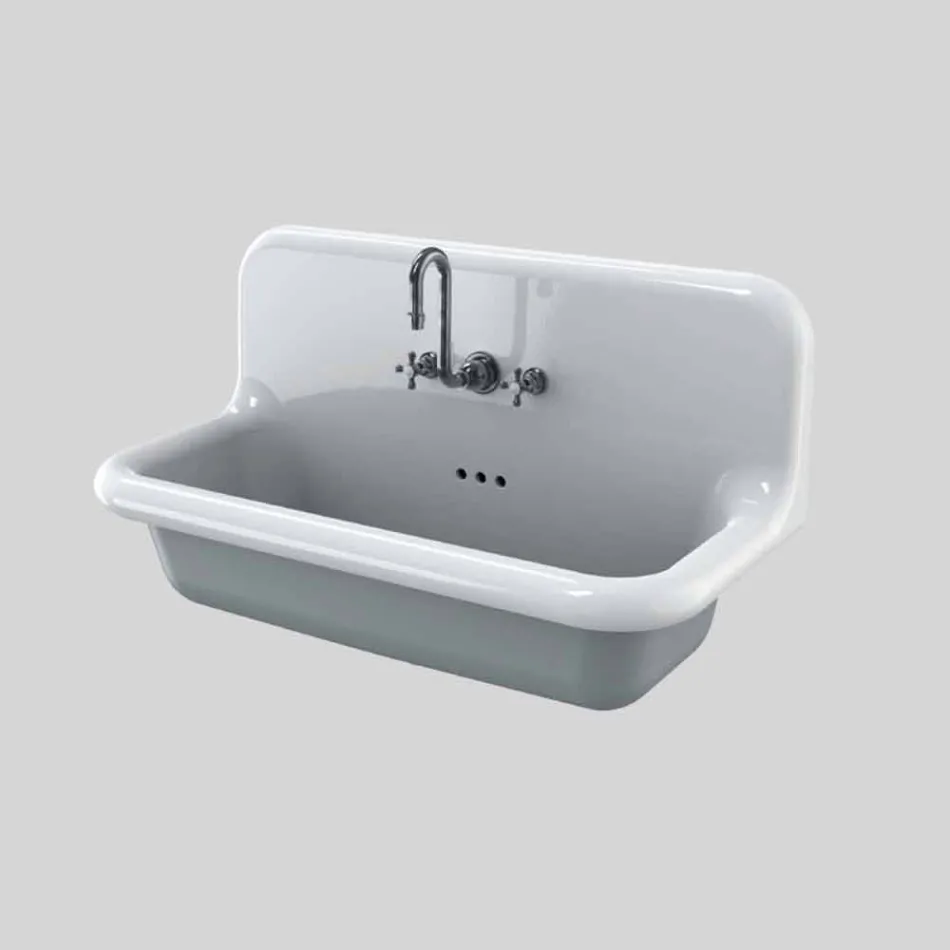 Lavabo rectangular de cerámica de pared de estilo moderno Henry viadurini