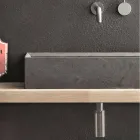 Lavabo sobre encimera rectangular y moderno en piedra de diseño - Farartlav3 viadurini