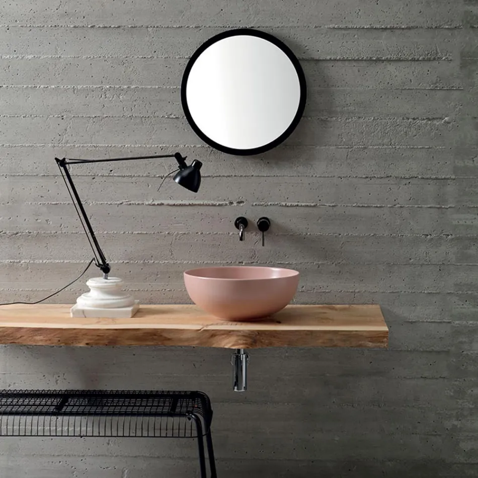 Lavabo sobre encimera redondo de cerámica coloreada L 40 cm - Chicco viadurini